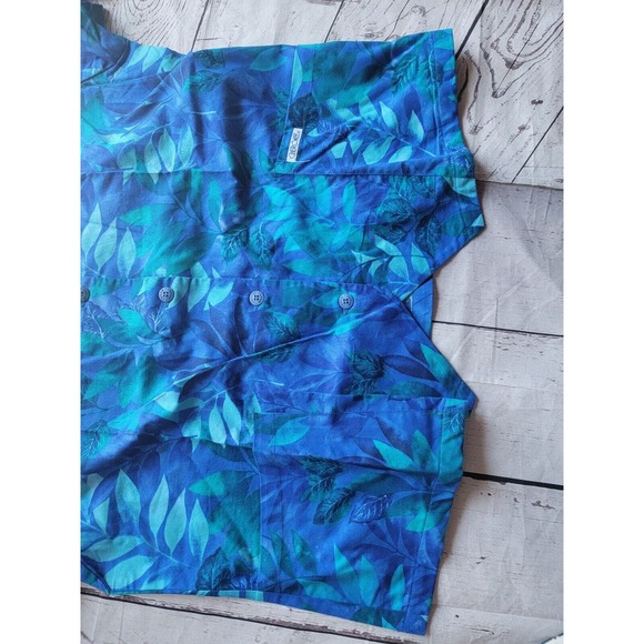 Vintage Cherokee Tropica Bluel Floral Button Up Scrub Top Nurse Top New Size XL - Picture 6 of 10